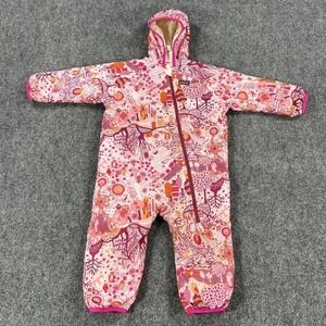 Patagonia Bunting Suit Baby 2T Pink Reversible Hooded Snowsuit Owls Print